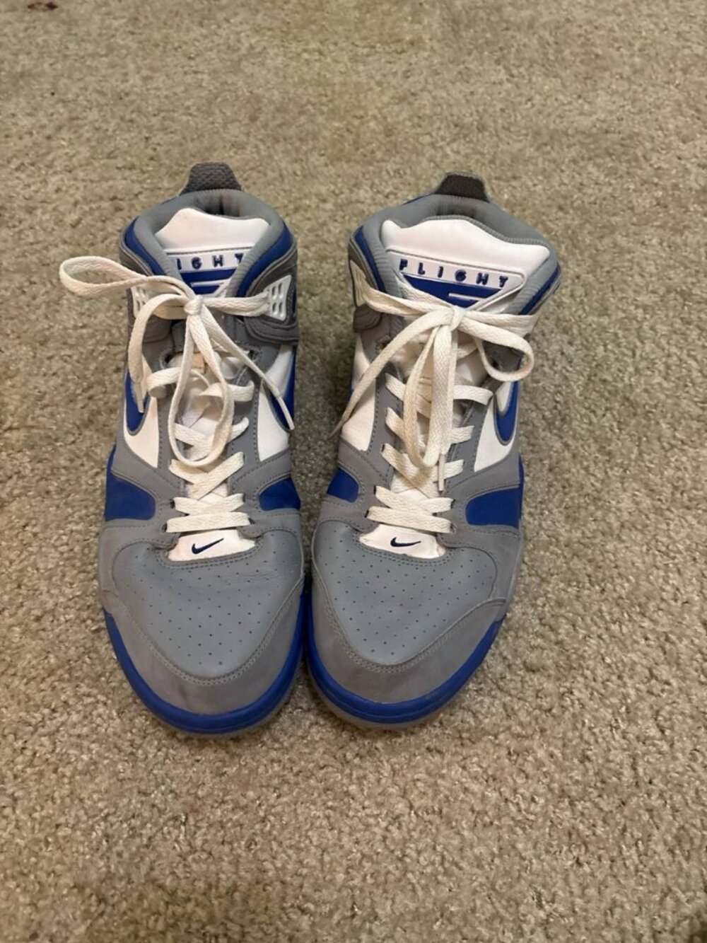 Nike Air Flight 13 High Top Basketball Shoes Size 13 Grey Royal Blue 397204-040
